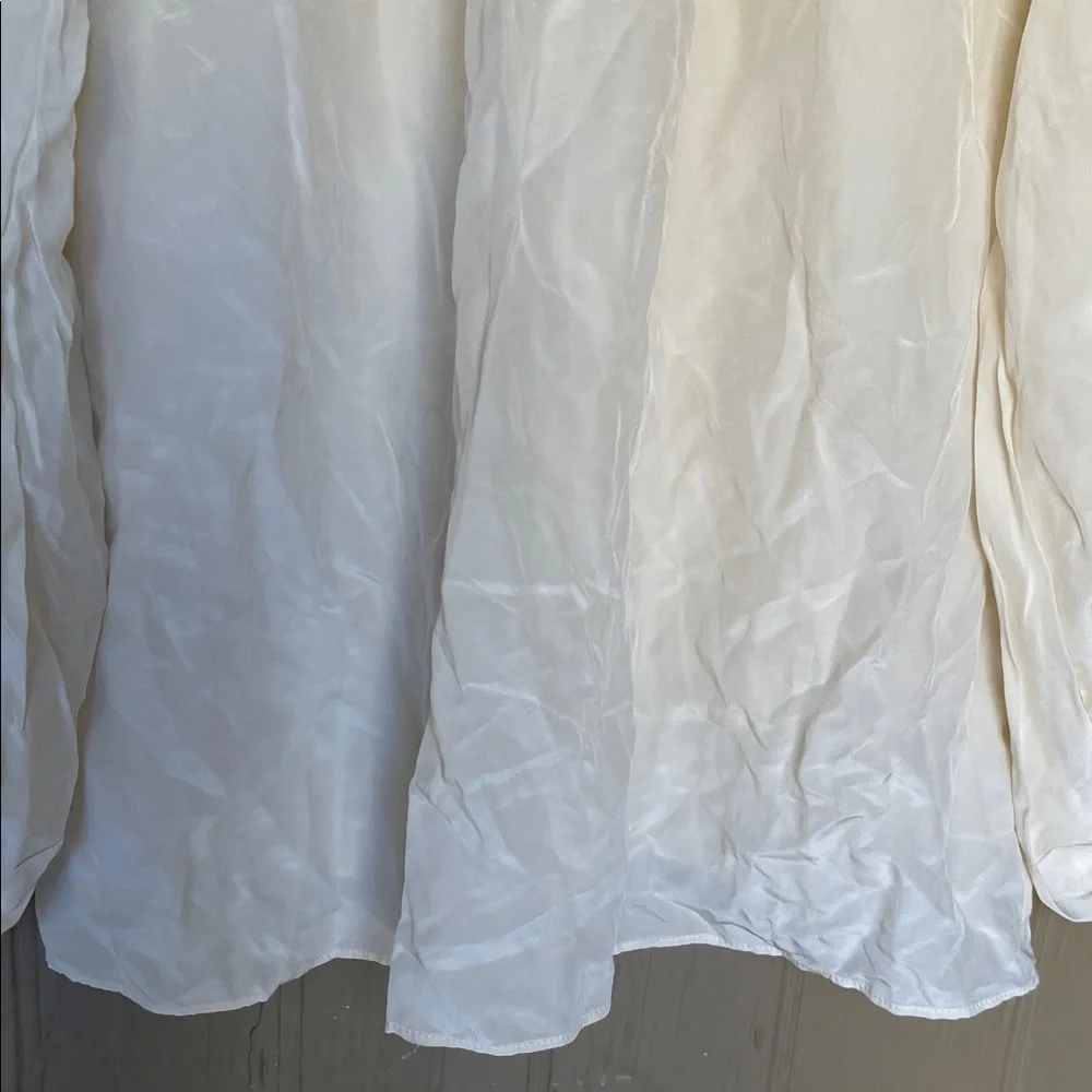Ayr silk blend plissed Puff 3/4 Sleeve Blouse in cream size M